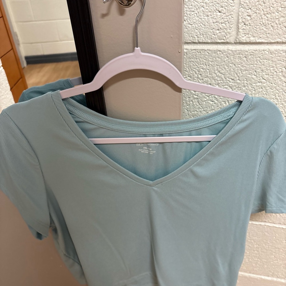 Blue Ribbed Crop Top - Picture 1 of 2